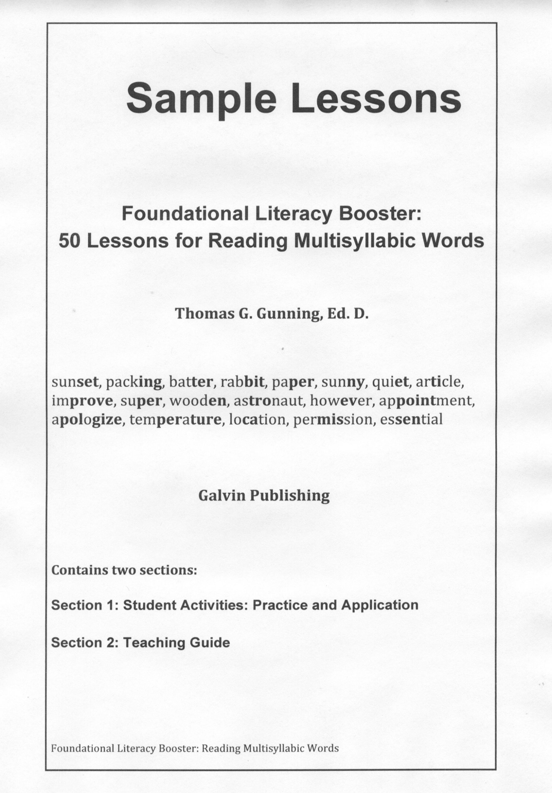 Foundational Literacy Booster: 50 Lessons For Reading Multisyllabic ...